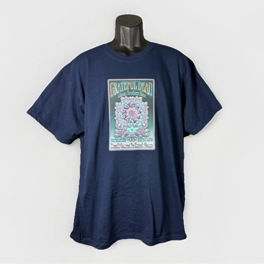 Rare Grateful Dead & Allman Brothers Band Obama 2008 Concert T-Shirt Blue Size L